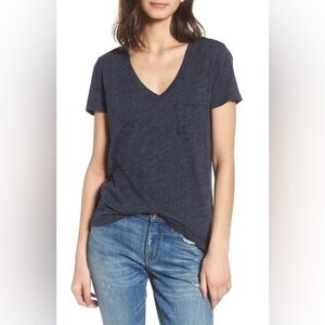 Madewell Navy Blue Whisper Cotton V-Neck Pocket Tee Short Sleeve Shirt Size M